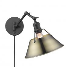  3306-A1W BLK-AB - Orwell BLK 1 Light Articulating Wall Sconce in Matte Black with Aged Brass shade